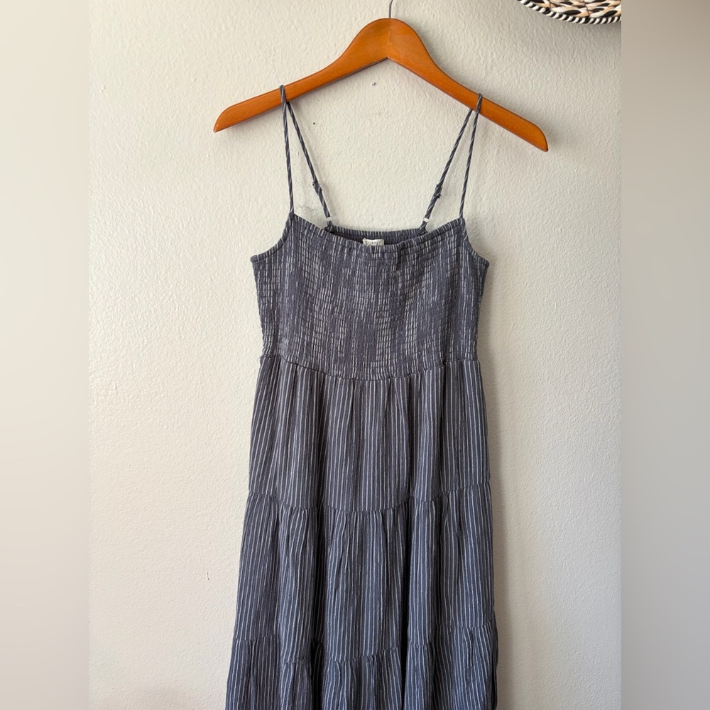 Z Supply Balos Striped Maxi Dress Supernova Gauzy Charcoal White Women’s Medium - Picture 5 of 13